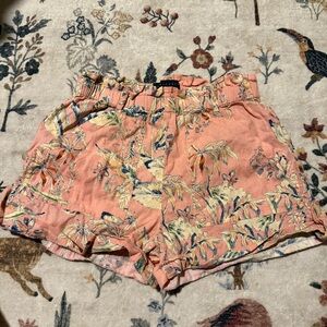 Sanctuary coral salmon Floral elastic linen cotton pocket Women's Shorts XSP